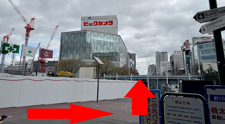 JR岡山駅地上からイースト駅前クリニック岡山院へのアクセスマップ