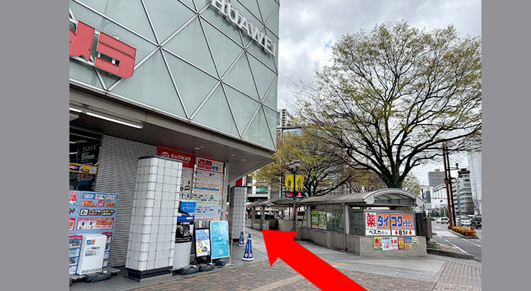 JR岡山駅地上からイースト駅前クリニック岡山院へのアクセスマップ