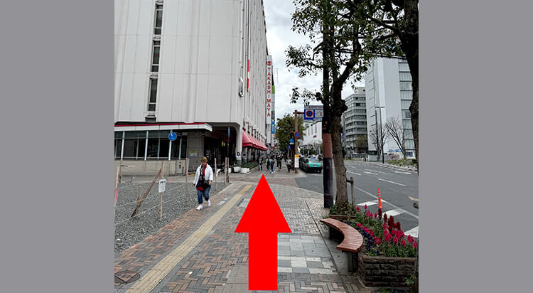 JR岡山駅地上からイースト駅前クリニック岡山院へのアクセスマップ